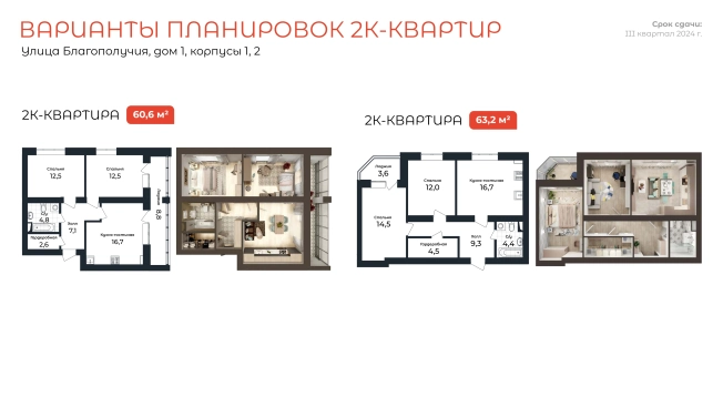 . Вариант № 461447, 9, площадь - 60.6 квм, цена 9494565.6000 рублей