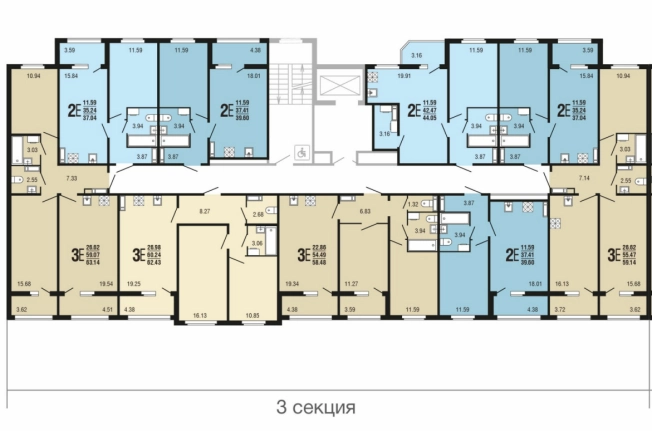 . Вариант № 101432, 18, площадь - 59.14 квм, цена 6180130 рублей
