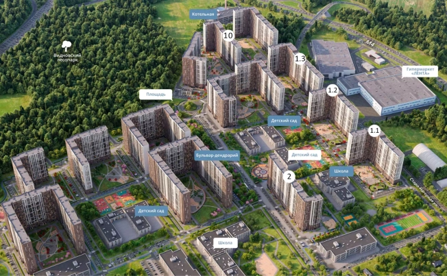 Купить однокомнатную квартиру в ЖК 1-й Южный в Видном. Вариант № 9801474, 11, площадь -  квм, цена 12704110 рублей