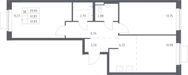 Купить двухкомнатную квартиру в Видном. Вариант № 2385565, 0, площадь -  квм, цена 11929011 рублей