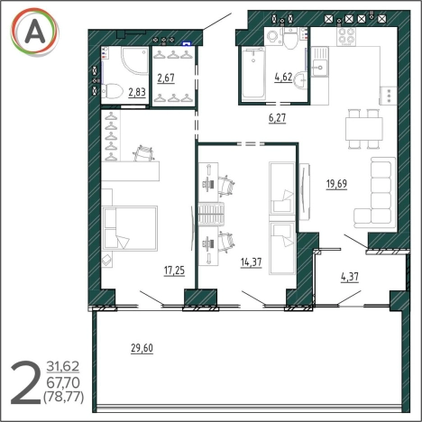 Купить двухкомнатную квартиру на улице Шестакова в Калужской области. Вариант № 77860, 0, площадь - квм, цена 8429450 рублей
