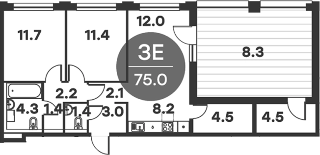 Купить трехкомнатную квартиру в Одинцове. Вариант № 157295, 0, площадь -  квм, цена 13833000 рублей