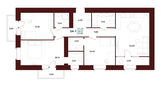 Купить трехкомнатную квартиру в новостройках на улице проспект Строителей в Пензе. Вариант № 418724, 0, площадь -  квм, цена 11704840 рублей