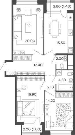 Купить трехкомнатную квартиру у метро Пыхтино в Одинцове. Вариант № 134623, 0, площадь -  квм, цена 17792010 рублей