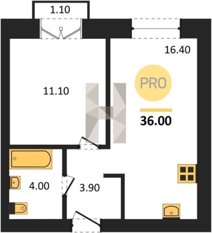 Купить однокомнатную квартиру в ЖК Санвилл в Удмуртской Республике. Вариант № 68667, 0, площадь -  квм, цена 2994880 рублей