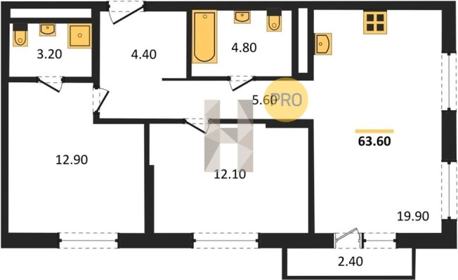 Купить двухкомнатную квартиру в ЖК Покровский в Ижевске. Вариант № 68587, 0, площадь -  квм, цена 4573660 рублей
