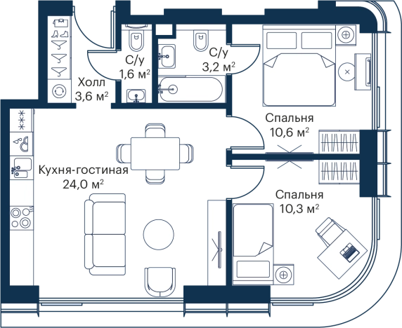 Купить квартиру в ЖК City Bay в Москве. Вариант № 4847801, 0, площадь -  квм, цена 26759042 рублей