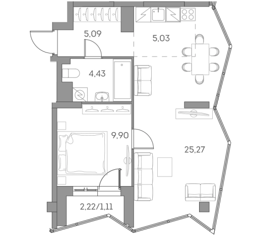 Купить однокомнатную квартиру в ЖК Аквилон Beside 2.0 в Москве. Вариант № 842034, 0, площадь -  квм, цена 23740456 рублей