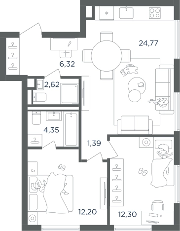 Купить двухкомнатную квартиру в районе Печатники в Москве. Вариант № 161199, 0, площадь -  квм, цена 25941317 рублей
