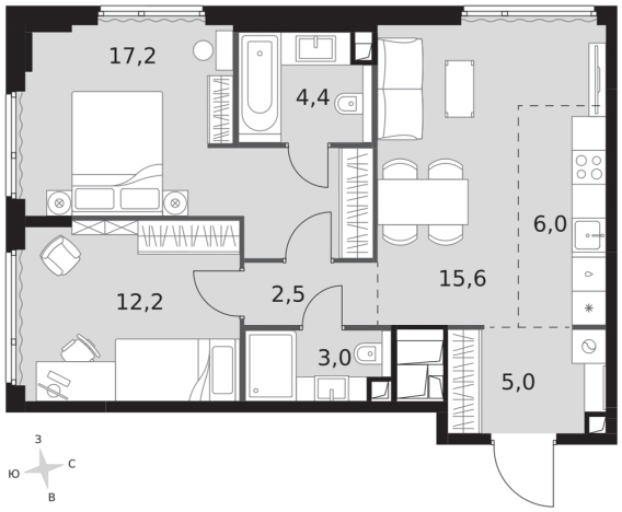 Купить трехкомнатную квартиру у метро Хорошево в Москве. Вариант № 9507995, 0, площадь -  квм, цена 62354580 рублей
