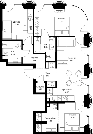 . Вариант № 10349720, 0, площадь - 83.58 квм, цена 59132850 рублей