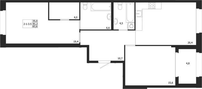 Купить двухкомнатную квартиру в ЖК ЛДМ в Санкт-Петербурге. Вариант № 6851464, 0, площадь -  квм, цена 61701245 рублей