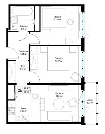 Купить двухкомнатную квартиру у метро Домодедовская в Видном. Вариант № 85644, 0, площадь -  квм, цена 15360104 рублей