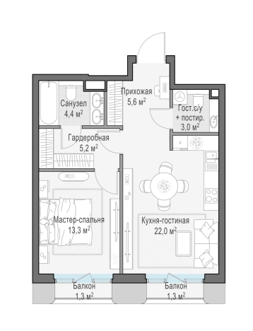 Купить однокомнатную квартиру в новостройках на улице Средний Тишинский переулок в Москве. Вариант № 169060, 0, площадь -  квм, цена 91520000 рублей