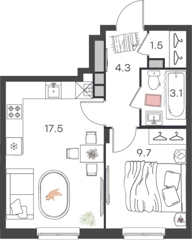Купить однокомнатную квартиру в новостройках в Нижегородской области. Вариант № 1080031, 0, площадь -  квм, цена 5830150 рублей