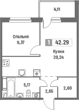 Купить двухкомнатную квартиру в ЖК Фотограф в Мурине. Вариант № 8064947, 0, площадь -  квм, цена 8988453 рублей