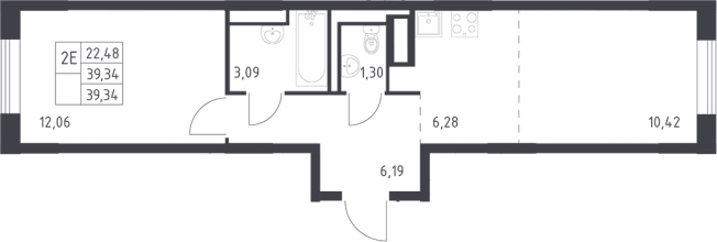 . Вариант № 6708001, 0, площадь - 39.34 квм, цена 7024948 рублей
