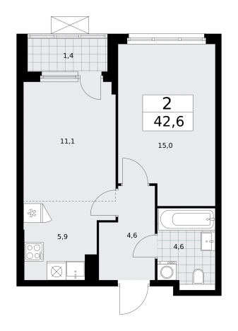 Купить двухкомнатную квартиру в ЖК Бунинские кварталы в Москве. Вариант № 489359, 0, площадь -  квм, цена 15582228 рублей