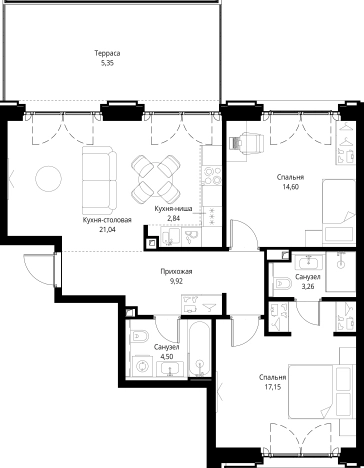 Купить двухкомнатную квартиру у метро Мякинино в Москве. Вариант № 141633, 0, площадь -  квм, цена 39023541 рублей