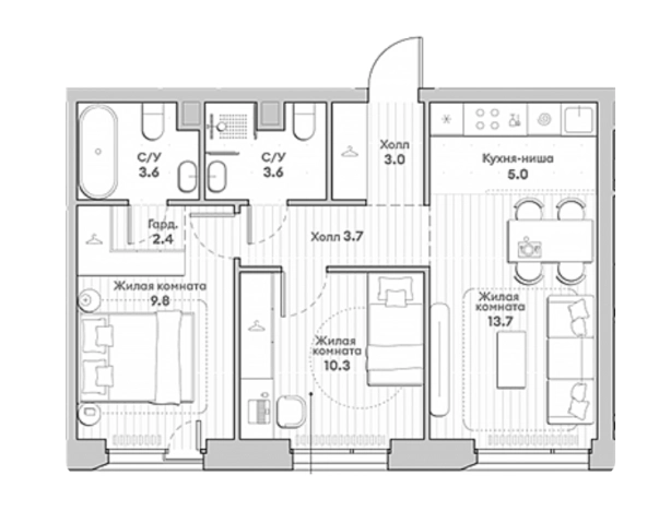 Купить квартиру в Москве. Вариант № 9145082, 1, площадь - квм, цена 24000000 рублей