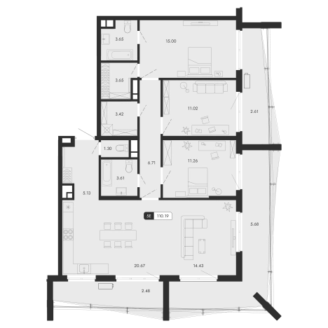 Купить многокомнатную квартиру в Республике Крым. Вариант № 155558, 0, площадь -  квм, цена 51510818 рублей