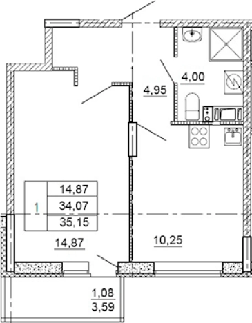 Купить однокомнатную квартиру у метро Рыбацкое в Ленинградской области. Вариант № 7603222, 0, площадь -  квм, цена 4895700 рублей