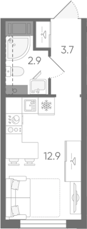 . Вариант № 7605246, 0, площадь - 19.5 квм, цена 4102195 рублей