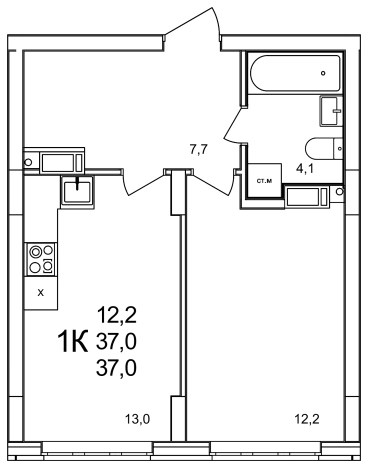Купить однокомнатную квартиру в Кстове. Вариант № 96828, 0, площадь - квм, цена 6697000 рублей