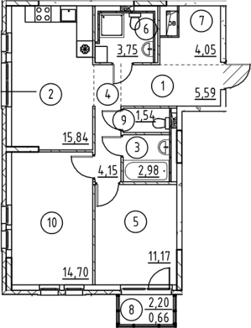 Купить квартиру в новостройках у метро Пролетарская в Ленинградской области. Вариант № 6897772, 0, площадь -  квм, цена 10926039 рублей
