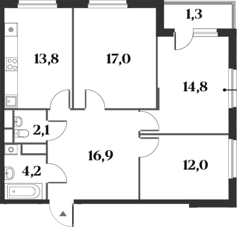 Купить трехкомнатную квартиру на улице Марии Рубцовой в Химках. Вариант № 142838, 0, площадь -  квм, цена 20302800 рублей
