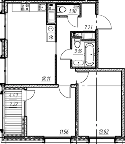 . Вариант № 9154484, 0, площадь - 55.16 квм, цена 9424952 рублей