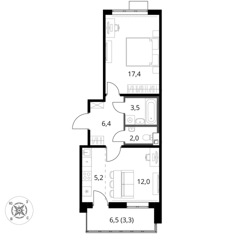 Купить двухкомнатную квартиру в ЖК 1-й Шереметьевский в Химках. Вариант № 9825909, 0, площадь -  квм, цена 18150340 рублей