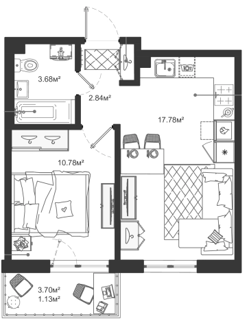 Купить двухкомнатную квартиру в новостройках у метро Горьковская в Санкт-Петербурге. Вариант № 892057, 0, площадь -  квм, цена 8696483 рублей