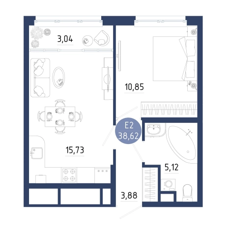 Купить однокомнатную квартиру на улице проезд Бульвар Оптимистов в Рязанской области. Вариант № 102345, 0, площадь -  квм, цена 4980821 рублей