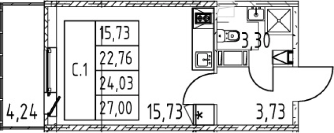 Купить Студию в Мурине. Вариант № 7267388, 0, площадь -  квм, цена 5263888 рублей