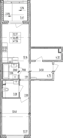 Купить однокомнатную квартиру у метро Проспект Ветеранов в Ленинградской области. Вариант № 6854859, 0, площадь -  квм, цена 9039919 рублей