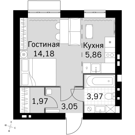 Купить однокомнатную квартиру в ЖК Жаворонки Клаб в Московской области. Вариант № 9960664, 0, площадь -  квм, цена 7537320 рублей