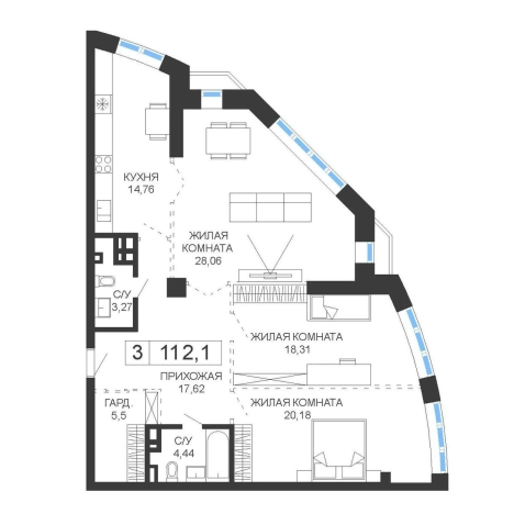 Купить трехкомнатную квартиру в Приморском крае. Вариант № 6059057, 0, площадь -  квм, цена 29146000 рублей