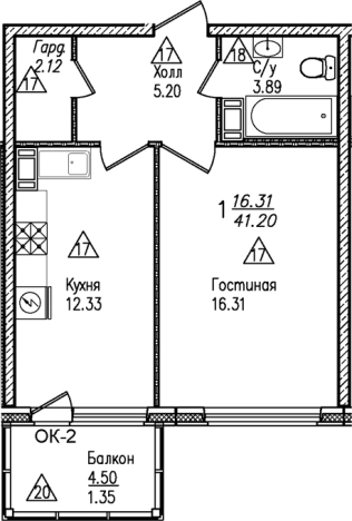 Купить однокомнатную квартиру в ЖК Уют в Санкт-Петербурге. Вариант № 8062892, 0, площадь -  квм, цена 10388332 рублей