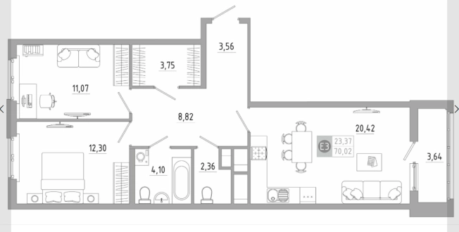 Купить двухкомнатную квартиру в новостройках в Туле. Вариант № 71460, 0, площадь -  квм, цена 6473501 рублей