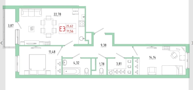 Купить двухкомнатную квартиру в новостройках в ЖК Смарт -квартал на Карпова в Туле. Вариант № 71345, 0, площадь -  квм, цена 7010733 рублей