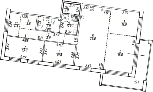 Купить пятикомнатную квартиру в Санкт-Петербурге. Вариант № 74178, 0, площадь -  квм, цена 43830200 рублей