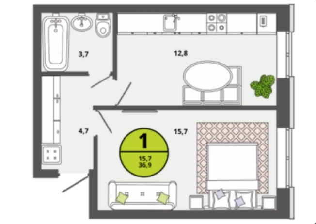 Купить квартиру в ЖК "Северная Мыза" в Тульской области. Вариант № 73642, 0, площадь -  квм, цена 3139415 рублей