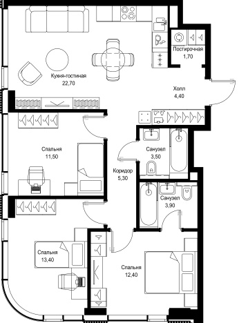 Купить трехкомнатную квартиру в ЖК Cityzen в Москве. Вариант № 10441724, 0, площадь -  квм, цена 37209360 рублей