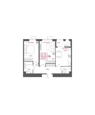 Купить двухкомнатную квартиру в новостройках на улице Терновского в Пензе. Вариант № 140714, 0, площадь - квм, цена 5480440 рублей