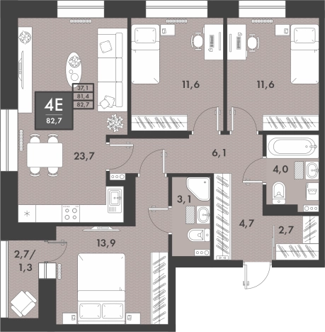 Купить квартиру в ЖК ООО Строительная Компания Энергожилстрой в Чите. Вариант № 124589, 0, площадь -  квм, цена 16057600 рублей