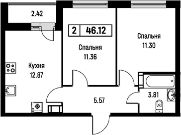 Купить двухкомнатную квартиру в ЖК Урбанист в Мурине. Вариант № 8062004, 0, площадь -  квм, цена 7771699 рублей