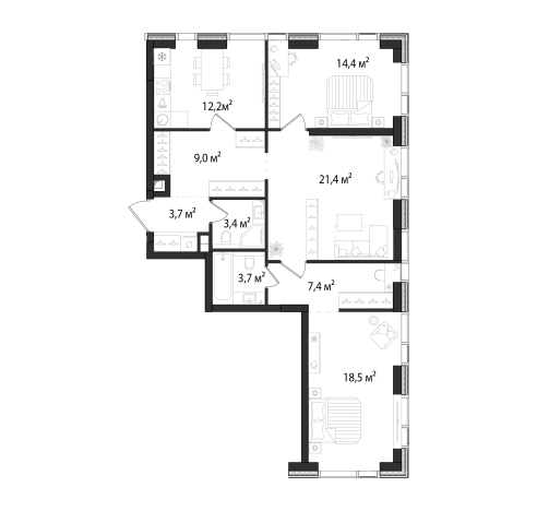 Купить трехкомнатную квартиру у метро Нагатинская в Москве. Вариант № 8434043, 0, площадь -  квм, цена 43003946 рублей