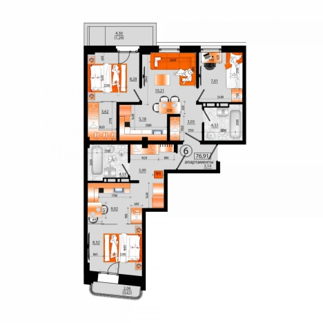 Купить трехкомнатную квартиру в районе Ленинский в Владивостоке. Вариант № 6056791, 0, площадь -  квм, цена 14766720 рублей