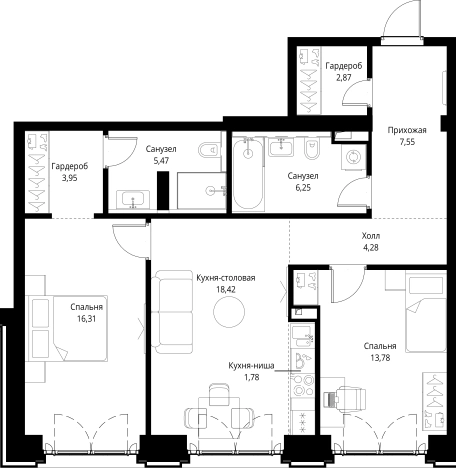 Купить двухкомнатную квартиру у метро Мякинино в Москве. Вариант № 141599, 0, площадь -  квм, цена 37339127 рублей